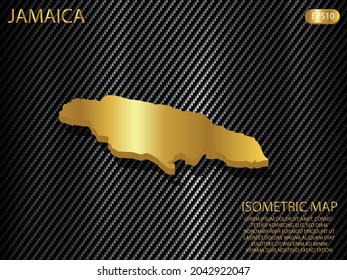 isometric map gold of Jamaica on carbon kevlar texture pattern tech sports innovation concept background. for website, infographic, banner vector illustration EPS10