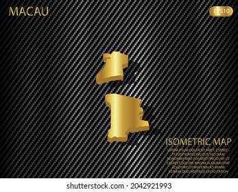 isometric map gold of Macau on carbon kevlar texture pattern tech sports innovation concept background. for website, infographic, banner vector illustration EPS10