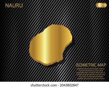 isometric map gold of Nauru on carbon kevlar texture pattern tech sports innovation concept background. for website, infographic, banner vector illustration EPS10 