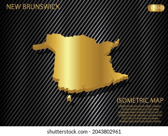 mapa isométrico oro de New Brunswick sobre el fondo del concepto de innovación de deportes de tecnología del patrón de textura kevlar de carbono. para sitio web, infografía, ilustración vectorial banner EPS10 