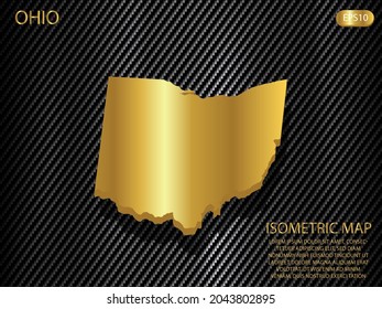 isometric map gold of Ohio on carbon kevlar texture pattern tech sports innovation concept background. for website, infographic, banner vector illustration EPS10 