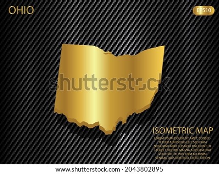 isometric map gold of Ohio on carbon kevlar texture pattern tech sports innovation concept background. for website, infographic, banner vector illustration EPS10 