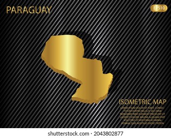 isometric map gold of Paraguay on carbon kevlar texture pattern tech sports innovation concept background. for website, infographic, banner vector illustration EPS10 