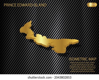 isometric map gold of Prince Edward Island on carbon kevlar texture pattern tech sports innovation concept background. for website, infographic, banner vector illustration EPS10 