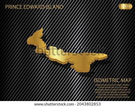 isometric map gold of Prince Edward Island on carbon kevlar texture pattern tech sports innovation concept background. for website, infographic, banner vector illustration EPS10 