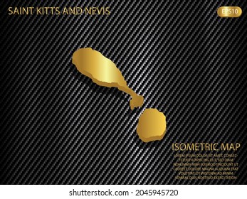isometric map gold of Saint Kitts and Nevis on carbon kevlar texture pattern tech sports innovation concept background. for website, infographic, banner vector illustration EPS10 
