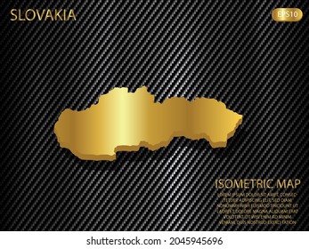 isometric map gold of Slovakia on carbon kevlar texture pattern tech sports innovation concept background. for website, infographic, banner vector illustration EPS10 
