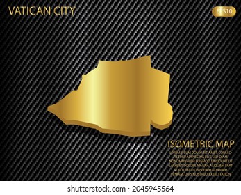 isometric map gold of Vatican City on carbon kevlar texture pattern tech sports innovation concept background. for website, infographic, banner vector illustration EPS10 
