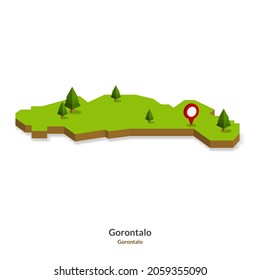 Isometric Map of Gorontalo Province, Indonesia. Simple 3D Map. Vector Illustration - EPS 10 Vector