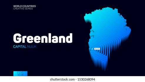 Isometric map of Greenland with blue hexagon lines