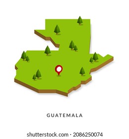 Isometric Map of Guatemala. Simple 3D Map. Vector Illustration - EPS 10 Vector