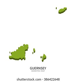 Isometric map of Guernsey detailed vector illustration. Isolated 3D isometric country concept for infographic