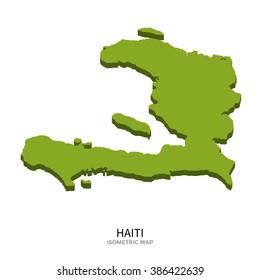 Isometric map of Haiti detailed vector illustration. Isolated 3D isometric country concept for infographic