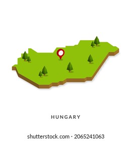 Mapa isométrico de Hungría. Mapa 3D simple. Ilustración de vectores - Vector EPS 10
