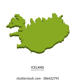 Isometric map of Iceland detailed vector illustration. Isolated 3D isometric country concept for infographic