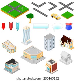 Isometric Map Icons for building   Isometric Map Icons. Map Icons Kit