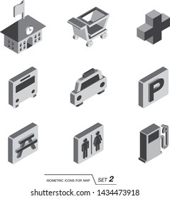 Isometric Map Icons Set 2