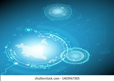 Isometric Map Of India By Searching For Target Groups, Important Points About Technology And IT, In The Form Of Dark Blue Vintage Background.