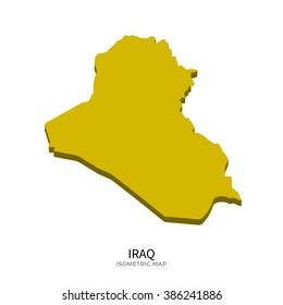 Isometric map of Iraq detailed vector illustration. Isolated 3D isometric country concept for infographic