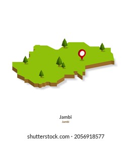 Isometric Map of Jambi Province, Indonesia. Simple 3D Map. Vector Illustration - EPS 10 Vector