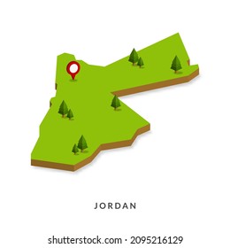 Mapa isométrico de Jordania. Mapa 3D simple. Ilustración de vectores - Vector EPS 10