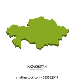 Isometric map of Kazakhstan detailed vector illustration. Isolated 3D isometric country concept for infographic