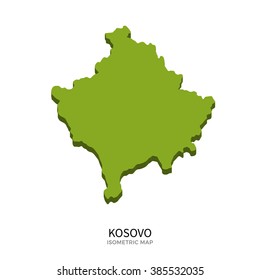 Isometric map of Kosovo detailed vector illustration. Isolated 3D isometric country concept for infographic