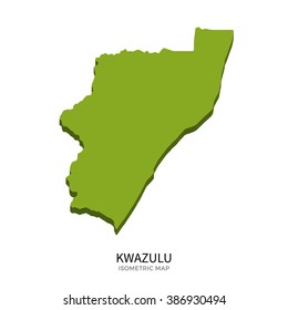 Isometric map of KwaZulu detailed vector illustration. Isolated 3D isometric country concept for infographic