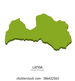 Isometric map of Latvia detailed vector illustration. Isolated 3D isometric country concept for infographic