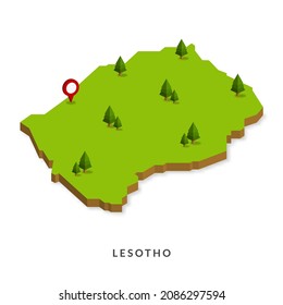 Isometric Map of Lesotho. Simple 3D Map. Vector Illustration - EPS 10 Vector
