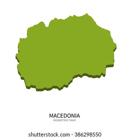 Isometric map of Macedonia detailed vector illustration. Isolated 3D isometric country concept for infographic