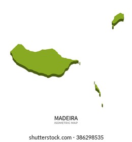 Isometric map of Madeira detailed vector illustration. Isolated 3D isometric country concept for infographic