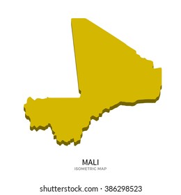 Isometric map of Mali detailed vector illustration. Isolated 3D isometric country concept for infographic
