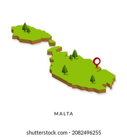 Isometric Map of Malta. Simple 3D Map. Vector Illustration - EPS 10 Vector