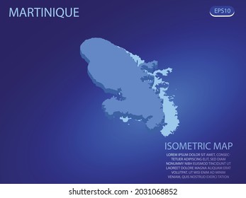 Isometric map of Martinique. Vector modern on blue background. Isolated 3D isometric concept for infographic. Vector illustration. EPS 10.