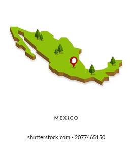 Mapa isométrico de México. Mapa 3D simple. Ilustración de vectores - Vector EPS 10