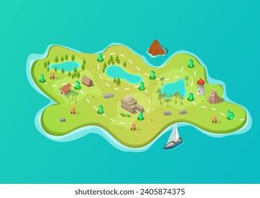 Isometric map for a mobile game with level for game development