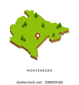 Mapa isométrico de Montenegro. Mapa 3D simple. Ilustración de vectores - Vector EPS 10