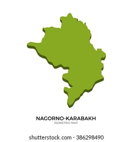 Isometric map of Nagorno-Karabakh detailed vector illustration. Isolated 3D isometric country concept for infographic