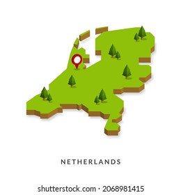 Isometric Map of Netherlands. Simple 3D Map. Vector Illustration - EPS 10 Vector