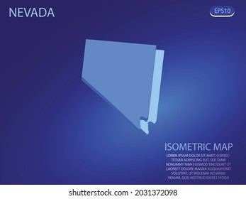 Isometrische Karte von Nevada. Vektorgrafik modern auf blauem Hintergrund. Isolierte 3D-Isometrie für Infografik. Vektorgrafik. EPS10.