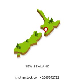 Isometric Map of New Zealand. Simple 3D Map. Vector Illustration - EPS 10 Vector