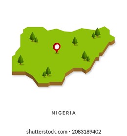 Isometric Map of Nigeria. Simple 3D Map. Vector Illustration - EPS 10 Vector