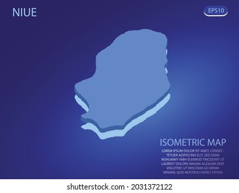 Isometric map of Niue. Vector modern on blue background. Isolated 3D isometric concept for infographic. Vector illustration. EPS 10.