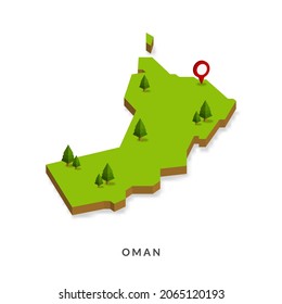 Isometric Map of Oman. Simple 3D Map. Vector Illustration - EPS 10 Vector