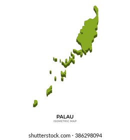 Isometric map of Palau detailed vector illustration. Isolated 3D isometric country concept for infographic