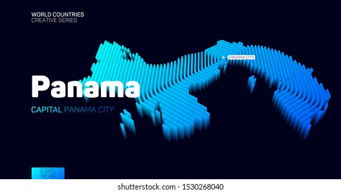 Isometric map of Panama with blue hexagon lines