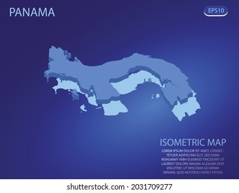 Isometric map of Panama. Vector modern on blue background. Isolated 3D isometric concept for infographic. Vector illustration. EPS 10.
