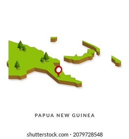 Isometric Map of Papua New Guinea. Simple 3D Map. Vector Illustration - EPS 10 Vector