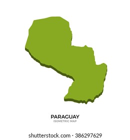 Isometric map of Paraguay detailed vector illustration. Isolated 3D isometric country concept for infographic
